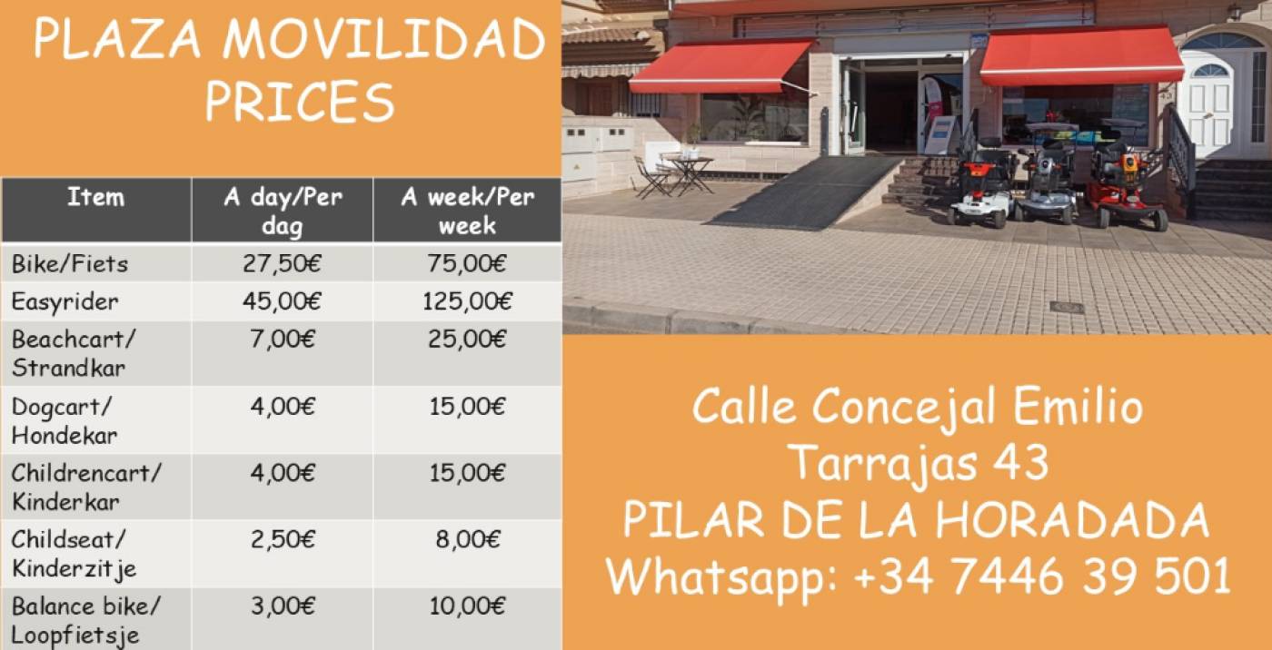 Plaza Movilidad mobility scooter sales, rentals and e-bike rentals in Pilar de la Horadada
