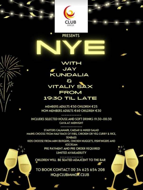 December 31 Club MMGR Mar Menor Golf Resort New Years Eve party with DJ Jay Kundalia