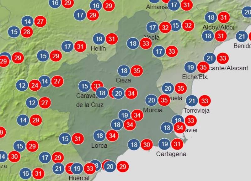 35 degrees in October: Murcia weekly weather forecast Sept 30-Oct 6