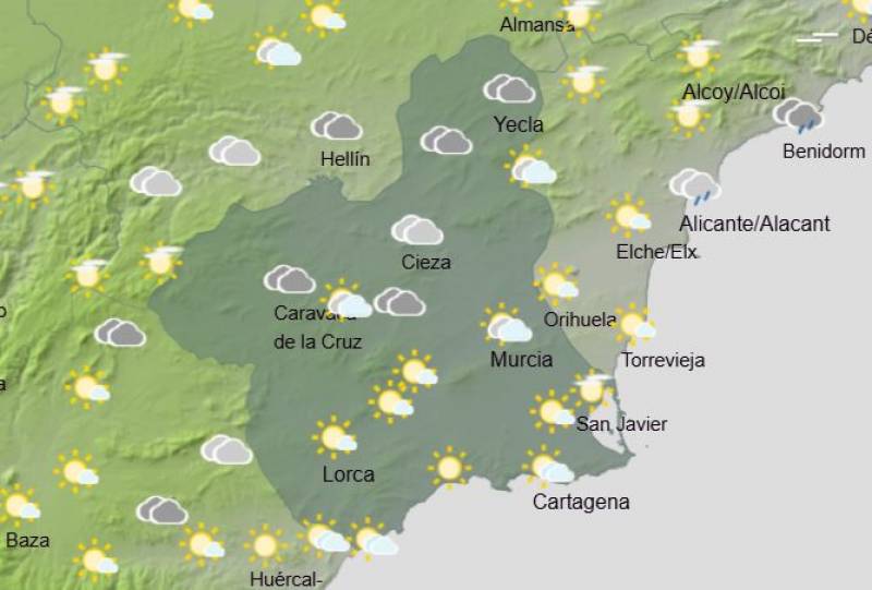 A spot of rain this weekend: Murcia weather forecast November 22-24