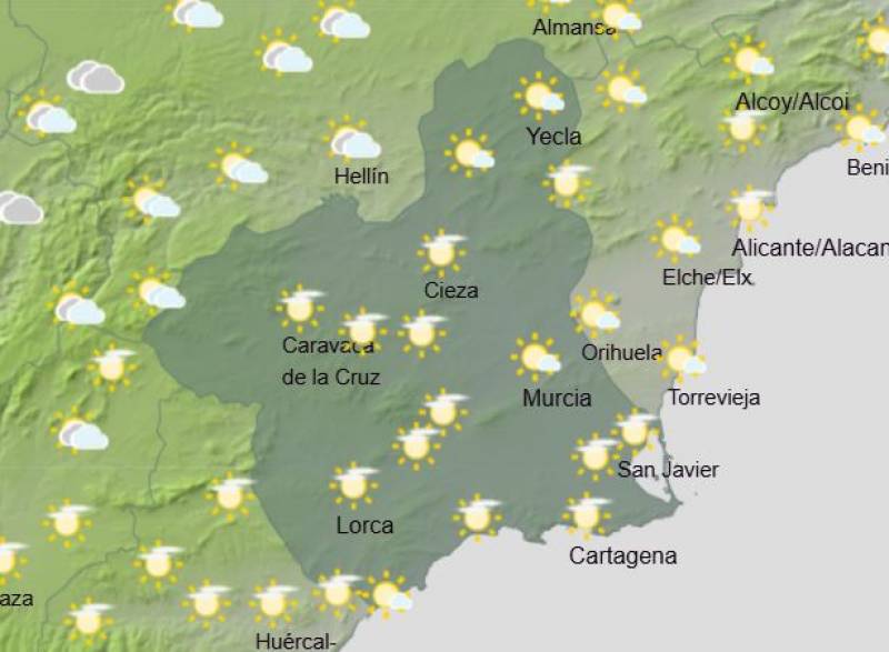 When and where rain is forecast in Murcia this week: Weather outlook December 2-8