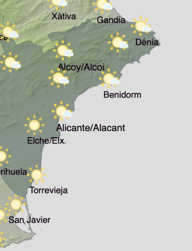 Alicante weather forecast December 19-22: The sunshine continues into the weekend in the province