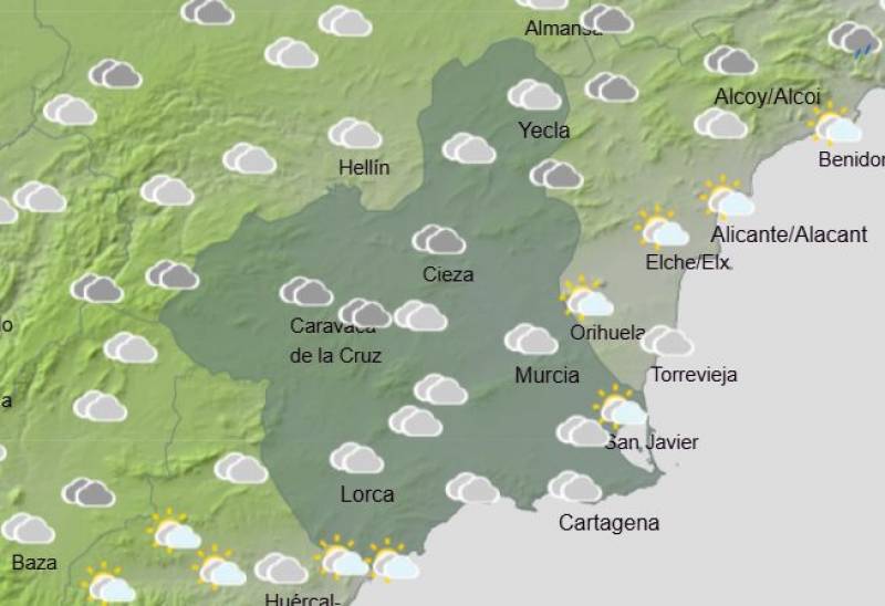 Rain and cooler temperatures: Murcia weekend weather forecast February 20-23