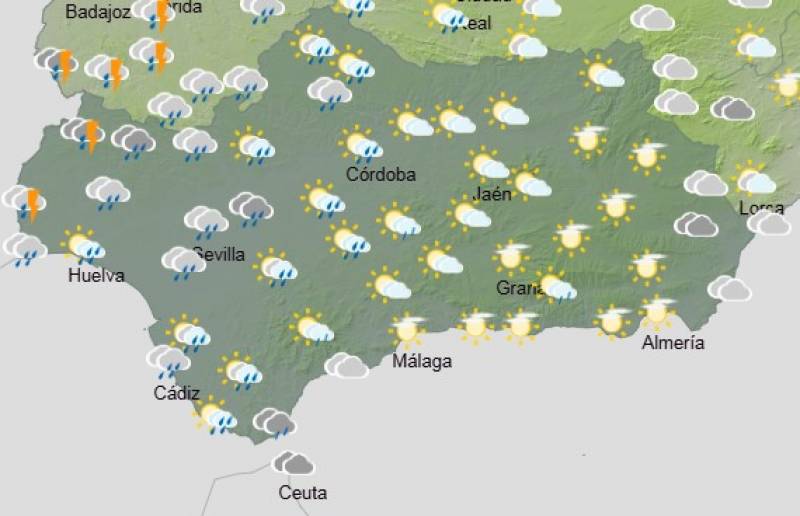 Andalucía weather forecast April 10-13: Winds ease after a gusty start, with cloudy skies and rain