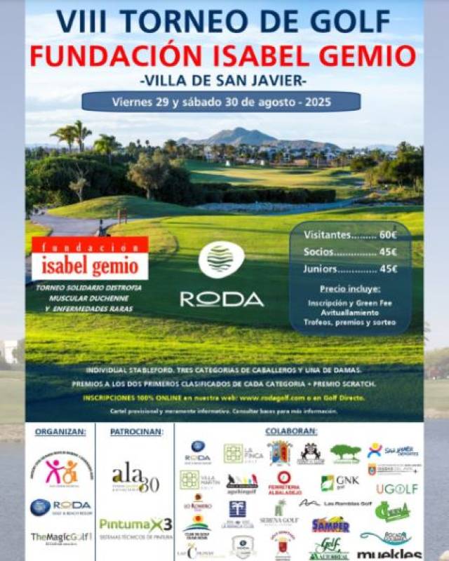 August 29 & 30 Charity golf tournament at Roda Golf Resort