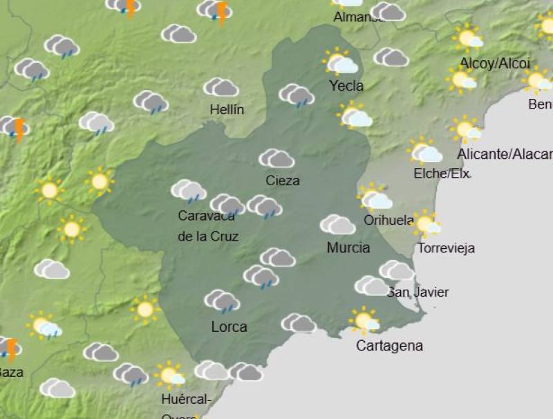 Murcia weekend weather forecast January 15-18: Temperatures drop as rain and storms return