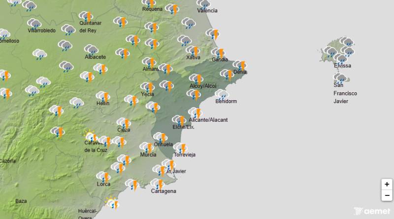 Muddy rain, wind alerts and thunderstorms on the way: Alicante weather forecast March 2-5