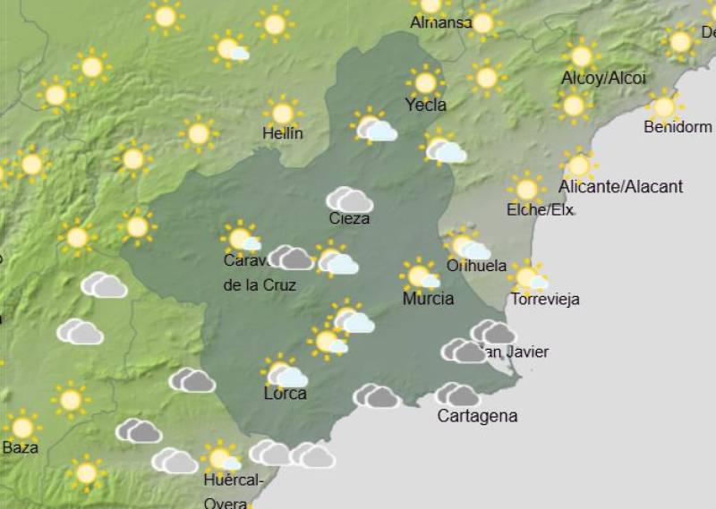 Murcia weekend weather forecast March 26-29: Cloudy with a chance of rain