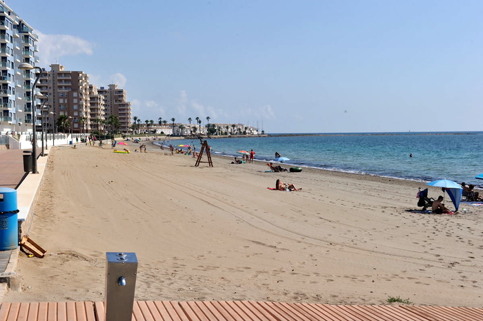 Playa del Pudrimel, a Mediterranean beach in the San Javier section of La Manga del Mar Menor